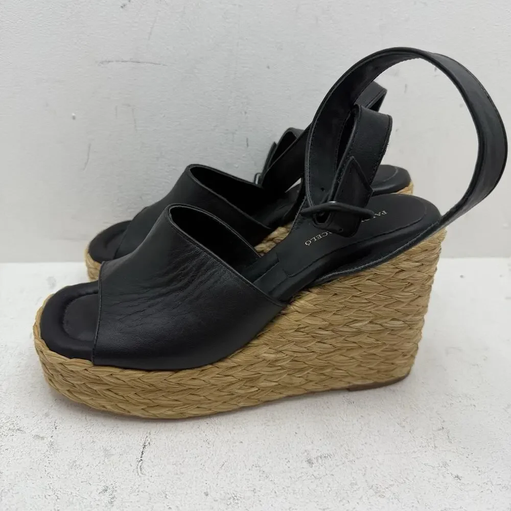 Paloma Barcelo Sandal‎ Espadrilles Wedge Women’s Size 38 US 7.5 Black Chunky